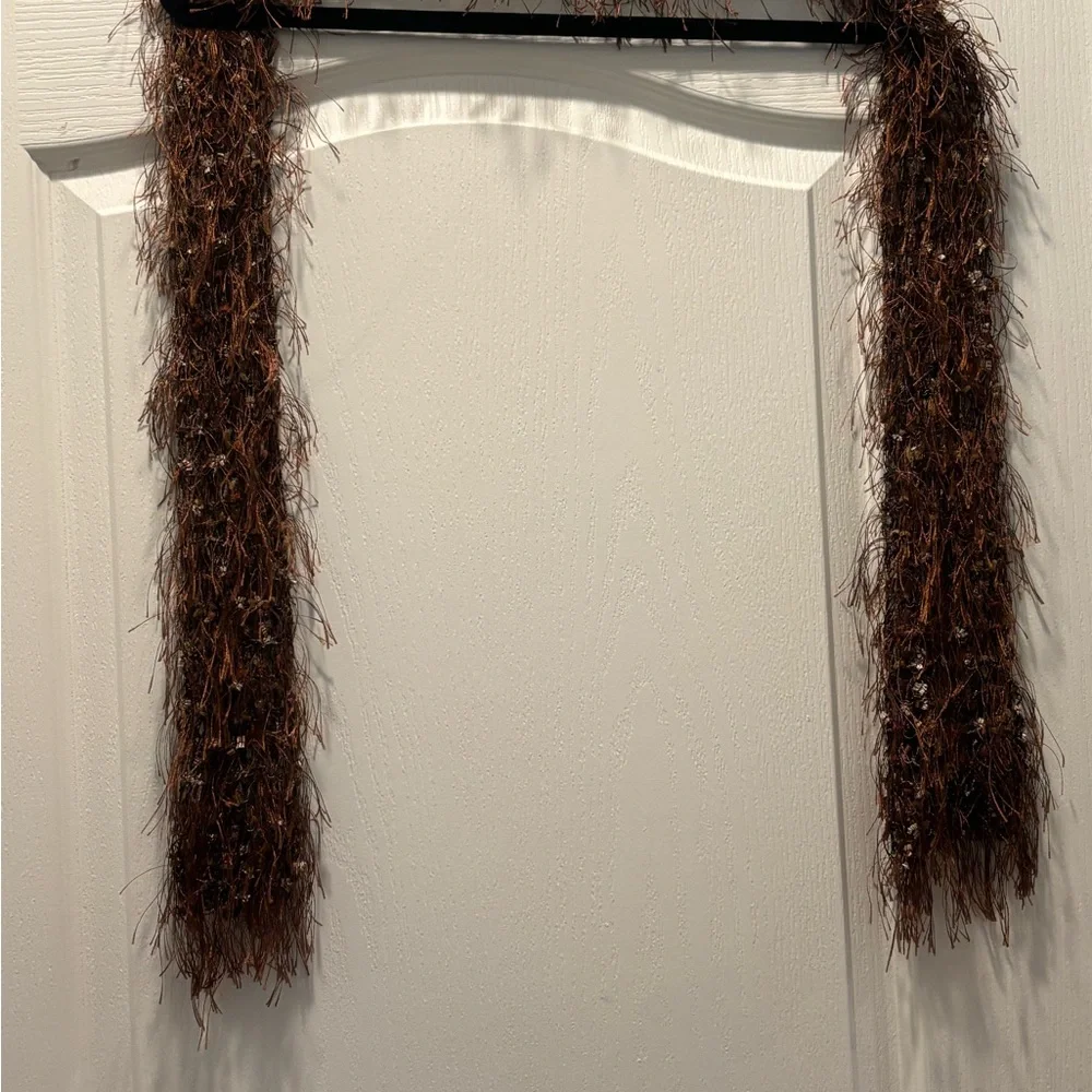 Textured Brown Fringe Fashion Scarf